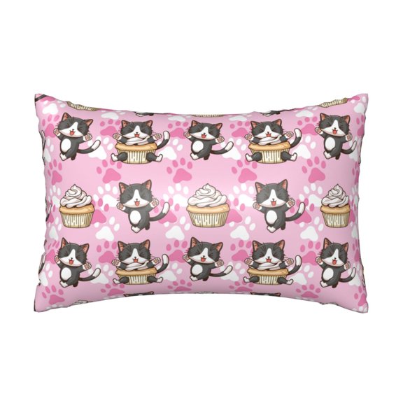 Silk Pillow Case for Hair And Skin Queen - Funny Cute Cat Ice Cream Pink Cooling Sleep Throw Pillow Covers Standard Size 20x30in, comfort Satin Pillowcase with Zipper for Women Men