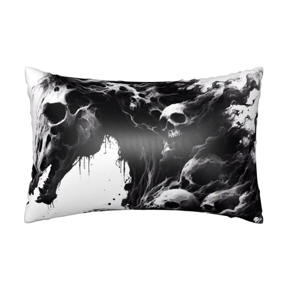 Silk Pillow Case for Hair And Skin Queen - Ghostly Skull Horse Cooling Sleep Throw Pillow Covers Standard Size 20x30in, comfort Satin Pillowcase with Zipper for Women Men