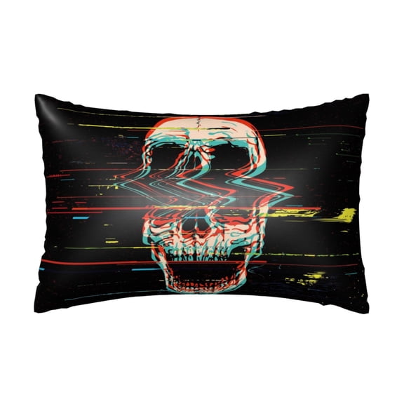 Silk Pillow Case for Hair And Skin Queen - Glitch Screaming Skull Cooling Sleep Throw Pillow Covers Standard Size 20x30in, comfort Satin Pillowcase with Zipper for Women Men