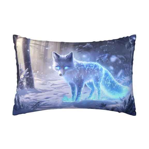 Silk Pillow Case for Hair And Skin Queen - Glowing Winter Arctic Fox Cooling Sleep Throw Pillow Covers Standard Size 20x30in, comfort Satin Pillowcase with Zipper for Women Men
