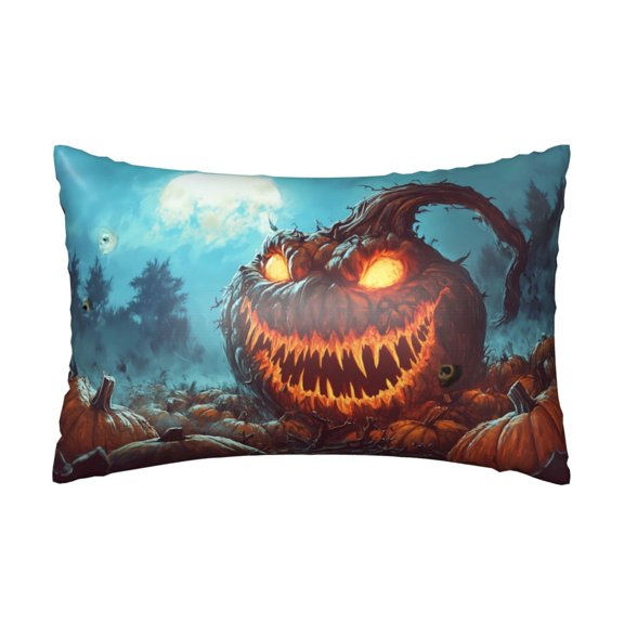 Silk Pillow Case for Hair And Skin Queen - Halloween Pumpkin Monster A Cooling Sleep Throw Pillow Covers Standard Size 20x30in, comfort Satin Pillowcase with Zipper for Women Men