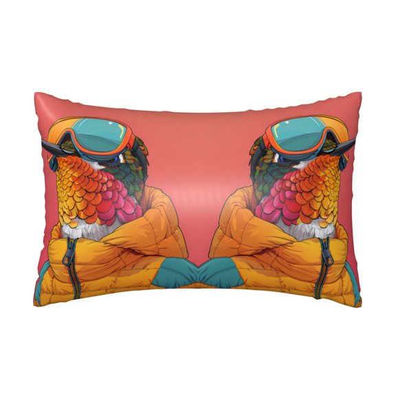 Silk Pillow Case for Hair And Skin Queen - Hip Hummingbird In Jacket Cooling Sleep Throw Pillow Covers Standard Size 20x30in, comfort Satin Pillowcase with Zipper for Women Men