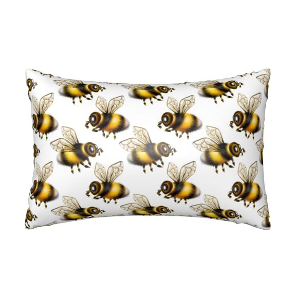 Silk Pillow Case for Hair And Skin Queen - Honey Bee Realistic cute Cooling Sleep Throw Pillow Covers Standard Size 20x30in, comfort Satin Pillowcase with Zipper for Women Men