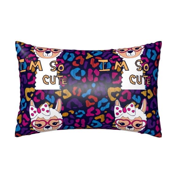 Silk Pillow Case for Hair And Skin Queen - Llama Alpaca Cooling Sleep Throw Pillow Covers Standard Size 20x30in, comfort Satin Pillowcase with Zipper for Women Men