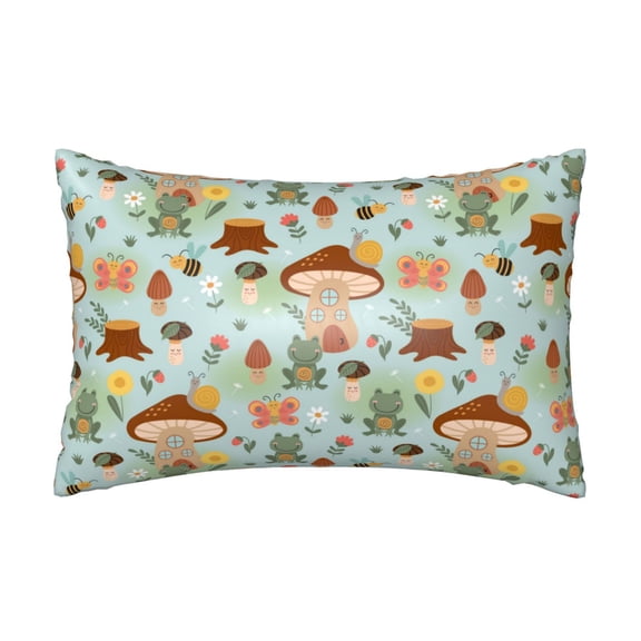 Silk Pillow Case for Hair And Skin Queen - Mushroom House Insect Frog Cooling Sleep Throw Pillow Covers Standard Size 20x30in, comfort Satin Pillowcase with Zipper for Women Men