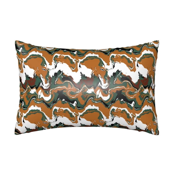 Silk Pillow Case for Hair And Skin Queen - Orange Green Camouflage Cooling Sleep Throw Pillow Covers Standard Size 20x30in, comfort Satin Pillowcase with Zipper for Women Men