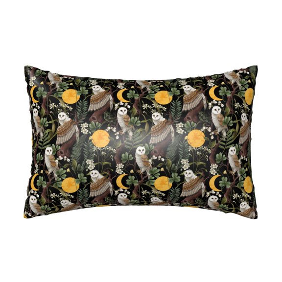 Silk Pillow Case for Hair And Skin Queen - Owl Moon Flowers Cooling Sleep Throw Pillow Covers Standard Size 20x30in, comfort Satin Pillowcase with Zipper for Women Men