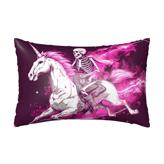 Silk Pillow Case for Hair And Skin Queen - Pink Skull White Horse Cooling Sleep Throw Pillow Covers Standard Size 20x30in, comfort Satin Pillowcase with Zipper for Women Men