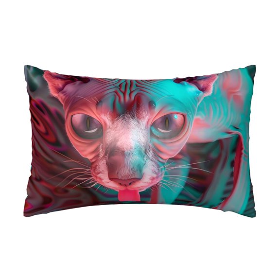 Silk Pillow Case for Hair And Skin Queen - Psychedelic Hairless Cat Cooling Sleep Throw Pillow Covers Standard Size 20x30in, comfort Satin Pillowcase with Zipper for Women Men