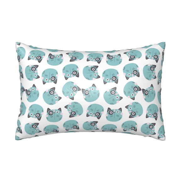 Silk Pillow Case for Hair And Skin Queen - Quirky Cartoon Cat Face Cooling Sleep Throw Pillow Covers Standard Size 20x30in, comfort Satin Pillowcase with Zipper for Women Men