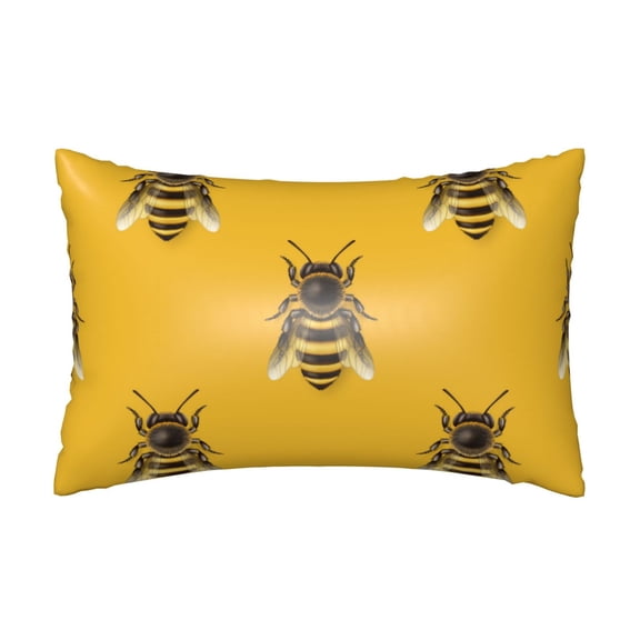 Silk Pillow Case for Hair And Skin Queen - Realistic Bee cute cool yellow Cooling Sleep Throw Pillow Covers Standard Size 20x30in, comfort Satin Pillowcase with Zipper for Women Men