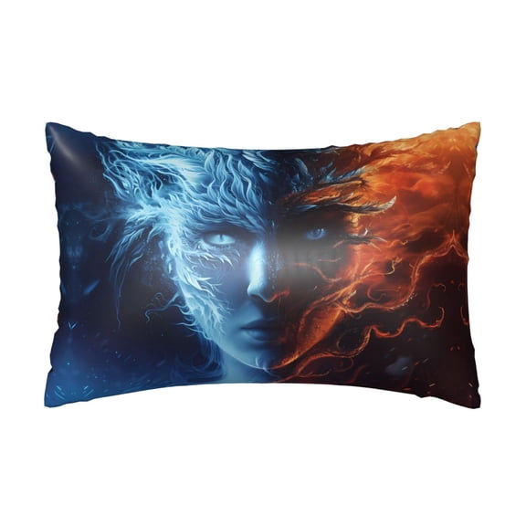 Silk Pillow Case for Hair And Skin Queen - Red and Blue Fire Women Cooling Sleep Throw Pillow Covers Standard Size 20x30in, comfort Satin Pillowcase with Zipper for Women Men