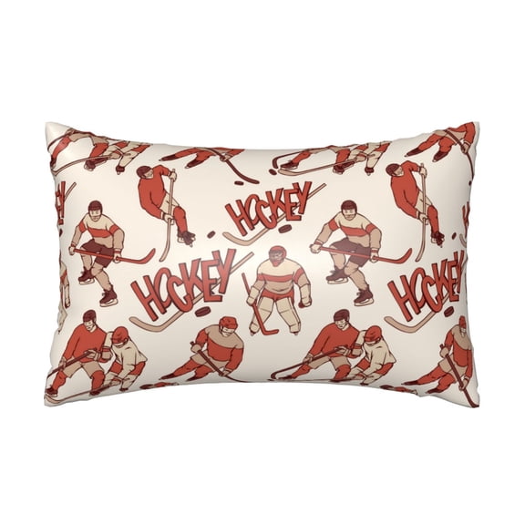 Silk Pillow Case for Hair And Skin Queen - Retro hockey player stick cool Cooling Sleep Throw Pillow Covers Standard Size 20x30in, comfort Satin Pillowcase with Zipper for Women Men