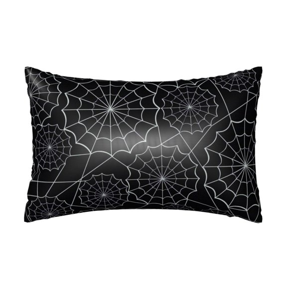 Silk Pillow Case for Hair And Skin Queen - Spider Web Black Cooling Sleep Throw Pillow Covers Standard Size 20x30in, comfort Satin Pillowcase with Zipper for Women Men