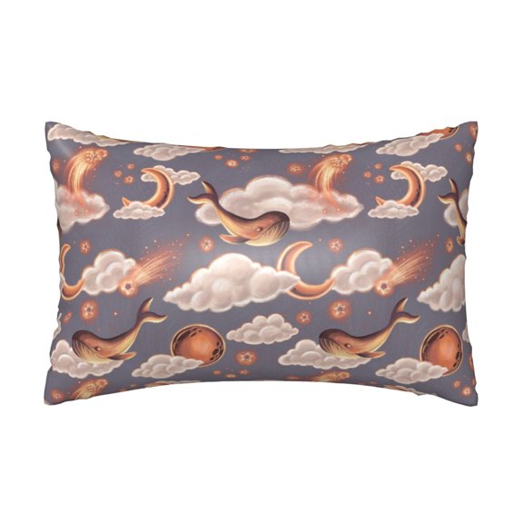Silk Pillow Case for Hair And Skin Queen - Star moon clouds Whales texture Cooling Sleep Throw Pillow Covers Standard Size 20x30in, comfort Satin Pillowcase with Zipper for Women Men