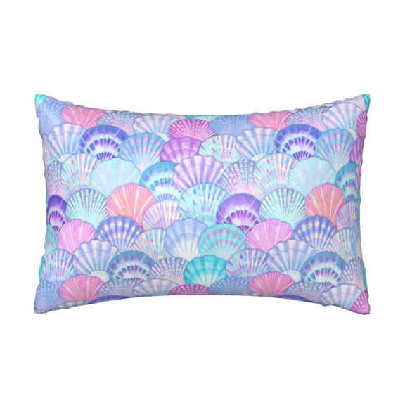 Silk Pillow Case for Hair And Skin Queen - Watercolor Sea Shells 1 Cooling Sleep Throw Pillow Covers Standard Size 20x30in, comfort Satin Pillowcase with Zipper for Women Men