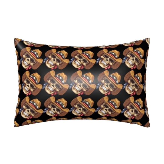 Silk Pillow Case for Hair And Skin Queen - Wild West Cowboy Skull Cooling Sleep Throw Pillow Covers Standard Size 20x30in, comfort Satin Pillowcase with Zipper for Women Men