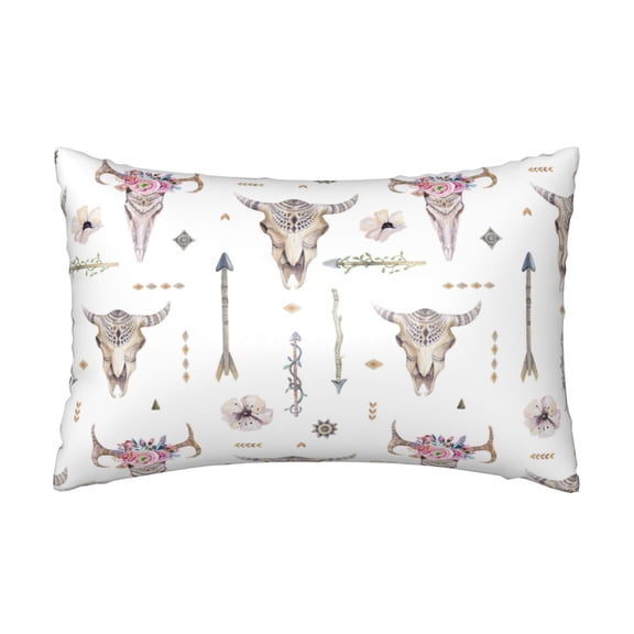 Silk Pillow Case for Hair And Skin Queen - boho cow skull arrows Indian Cooling Sleep Throw Pillow Covers Standard Size 20x30in, comfort Satin Pillowcase with Zipper for Women Men