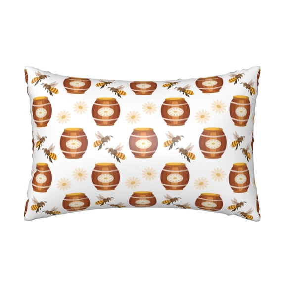 Silk Pillow Case for Hair And Skin Queen - cute honey bees flowers print Cooling Sleep Throw Pillow Covers Standard Size 20x30in, comfort Satin Pillowcase with Zipper for Women Men