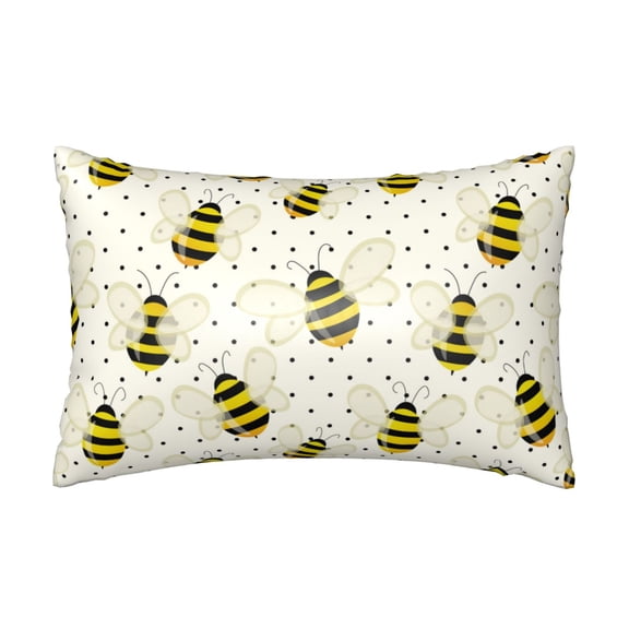 Silk Pillow Case for Hair And Skin Queen - cute yellow bees polka dots Cooling Sleep Throw Pillow Covers Standard Size 20x30in, comfort Satin Pillowcase with Zipper for Women Men