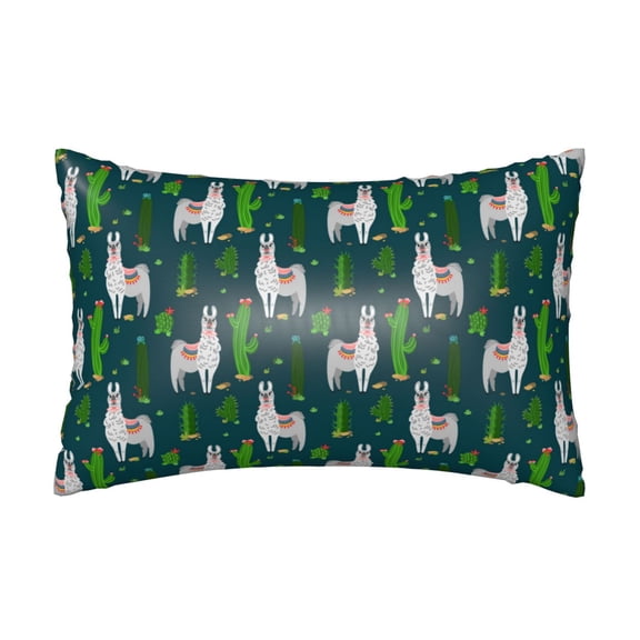 Silk Pillow Case for Hair And Skin Queen - llama cactus alpaca cute green Cooling Sleep Throw Pillow Covers Standard Size 20x30in, comfort Satin Pillowcase with Zipper for Women Men