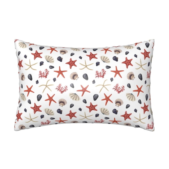 Silk Pillow Case for Hair And Skin Queen - red starfishes shells coral Cooling Sleep Throw Pillow Covers Standard Size 20x30in, comfort Satin Pillowcase with Zipper for Women Men