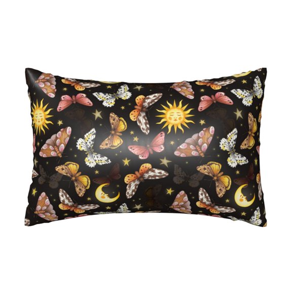 Silk Pillow Case for Hair And Skin Queen - sun moon starry sky butterfly Cooling Sleep Throw Pillow Covers Standard Size 20x30in, comfort Satin Pillowcase with Zipper for Women Men