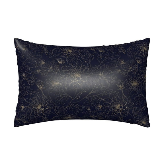 Silk Pillow Case for Hair And Skin Queen - Copper-Gold Gloss Outline Chrysanthemum Cooling Sleep Throw Pillow Covers Standard Size 20x30in, comfort Satin Pillowcase with Zipper for Women Men