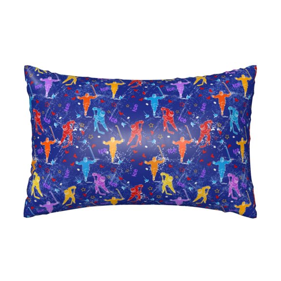 Silk Pillow Case for Hair And Skin Queen - Ice Hockey Players With Puck Cooling Sleep Throw Pillow Covers Standard Size 20x30in, comfort Satin Pillowcase with Zipper for Women Men