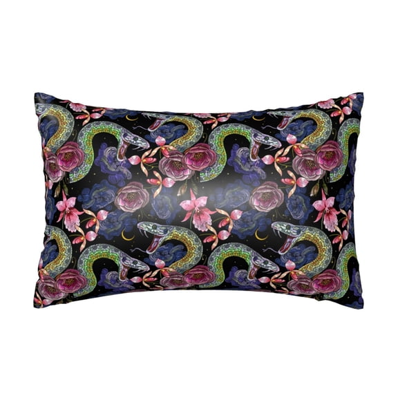 Silk Pillow Case for Hair And Skin Queen - Painted Funny Cool Snake Flower Cooling Sleep Throw Pillow Covers Standard Size 20x30in, comfort Satin Pillowcase with Zipper for Women Men