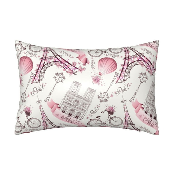 Silk Pillow Case for Hair And Skin Queen - Romantic Travel In Paris Cooling Sleep Throw Pillow Covers Standard Size 20x30in, comfort Satin Pillowcase with Zipper for Women Men