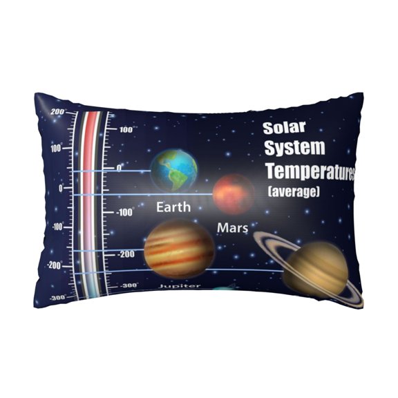 Silk Pillow Case for Hair And Skin Queen - Solar System Temperatures Diagram Cooling Sleep Throw Pillow Covers Standard Size 20x30in, comfort Satin Pillowcase with Zipper for Women Men