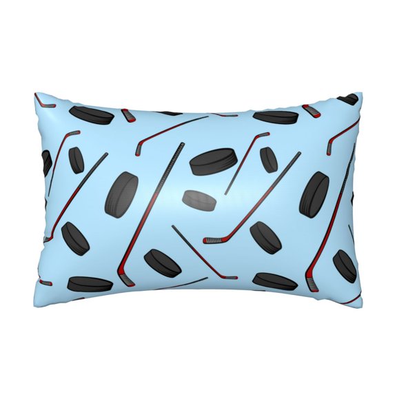 Silk Pillow Case for Hair And Skin Queen - blue Hockey sticks pucks cute Cooling Sleep Throw Pillow Covers Standard Size 20x30in, comfort Satin Pillowcase with Zipper for Women Men