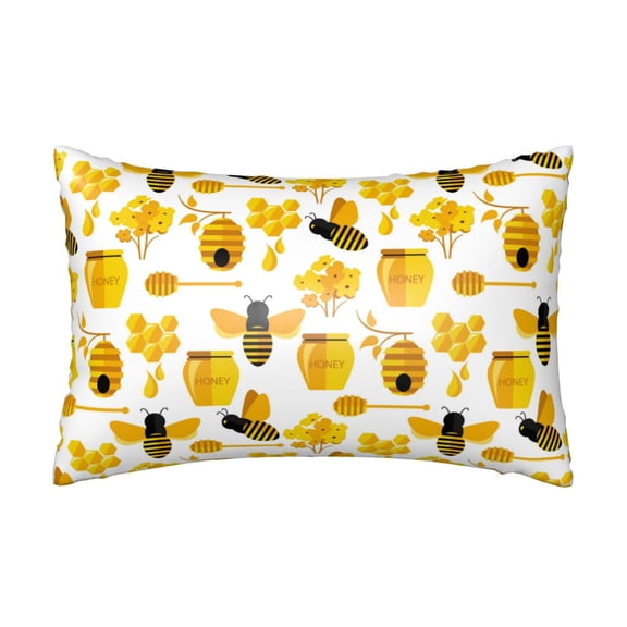 Silk Pillow Case for Hair And Skin Queen - yellow bee honey cute Cooling Sleep Throw Pillow Covers Standard Size 20x30in, comfort Satin Pillowcase with Zipper for Women Men