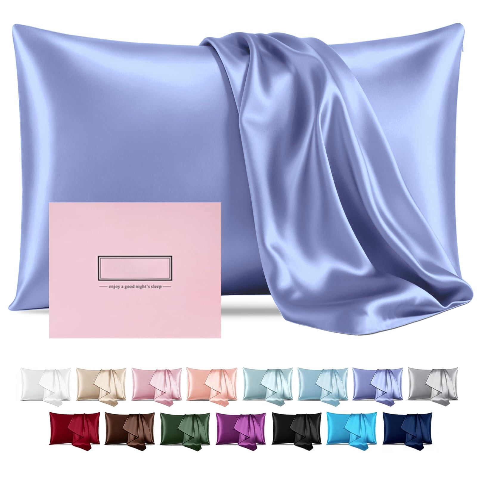 Silk Pillow Cases Mulberry Pillowcases Soft Breathable Both Sided Pillowcase With Zipper Beauty Sleep 1 Pc For Gift (standard  Cornflower Blue)