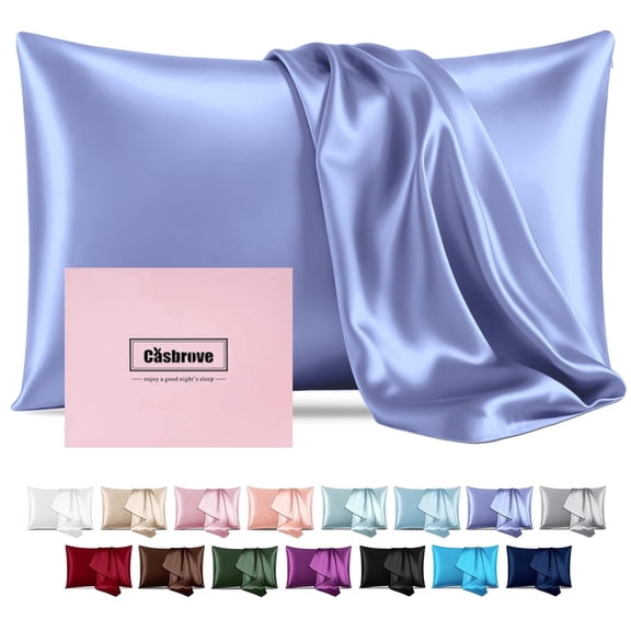 Silk Pillow Cases Mulberry Silk Pillowcases Soft Breathable Both Sided Natural Silk Pillowcase with Zipper Beauty Sleep Silk Pillow Cases 1 Pc for Gift (Standard, Cornflower Blue)