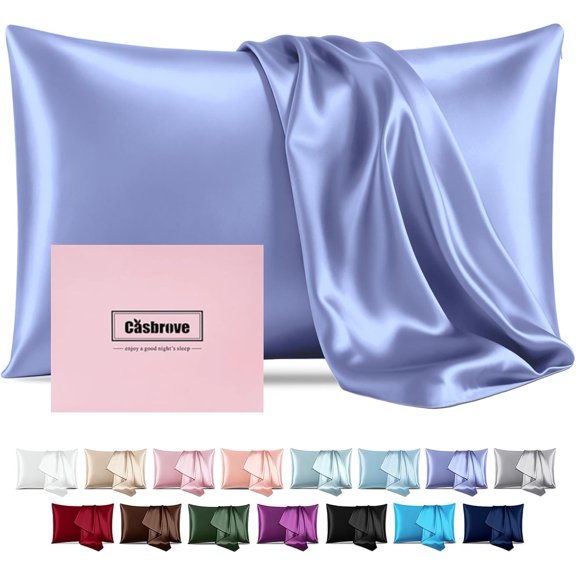 Silk Pillow Cases Mulberry Silk Pillowcases Soft Breathable Both Sided Natural Silk Pillowcase with Zipper Beauty Sleep Silk Pillow Cases 1 Pc for Gift (Standard, Cornflower Blue)