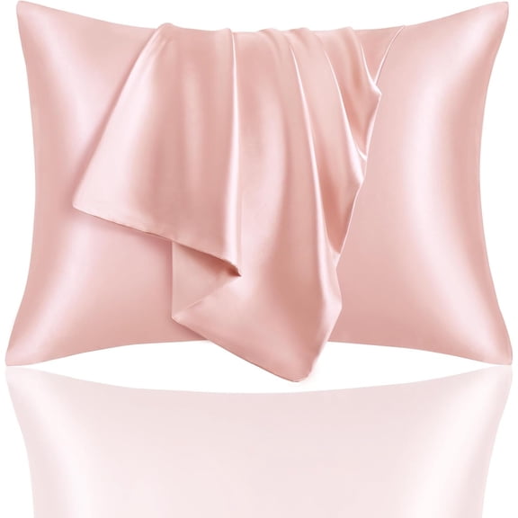 Silk Pillow Cases for Hair and , 2 Pack Cooling Satin Feel Size, Super Soft & Breathable with Zipper 20"x28" - Anti Frizz & Sleep Lines