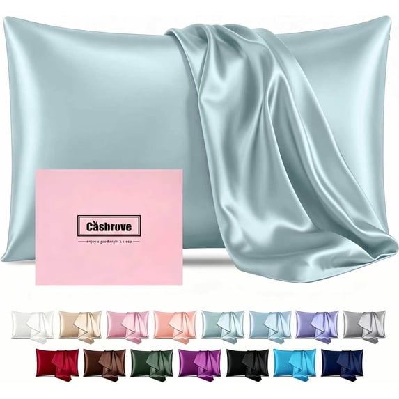 Silk Pillow Cases with Zipper,Soft Mulberry Pillow Case,Haze Blue,King,1pc