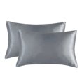 thumbnail image 1 of Silk Pillow case, Satin Pillow Cases 2-Pack, Cooling Silky Pillow Covers for Hair and Skin, Dark Gray Queen-Size Pillow Case, 20x30 Inches, 1 of 2