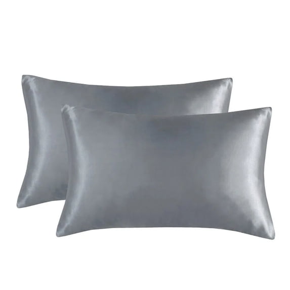 Silk Pillow case, Satin Pillow Cases 2-Pack, Cooling Silky Pillow Covers for Hair and Skin, Dark Gray Queen-Size Pillow Case, 20x30 Inches