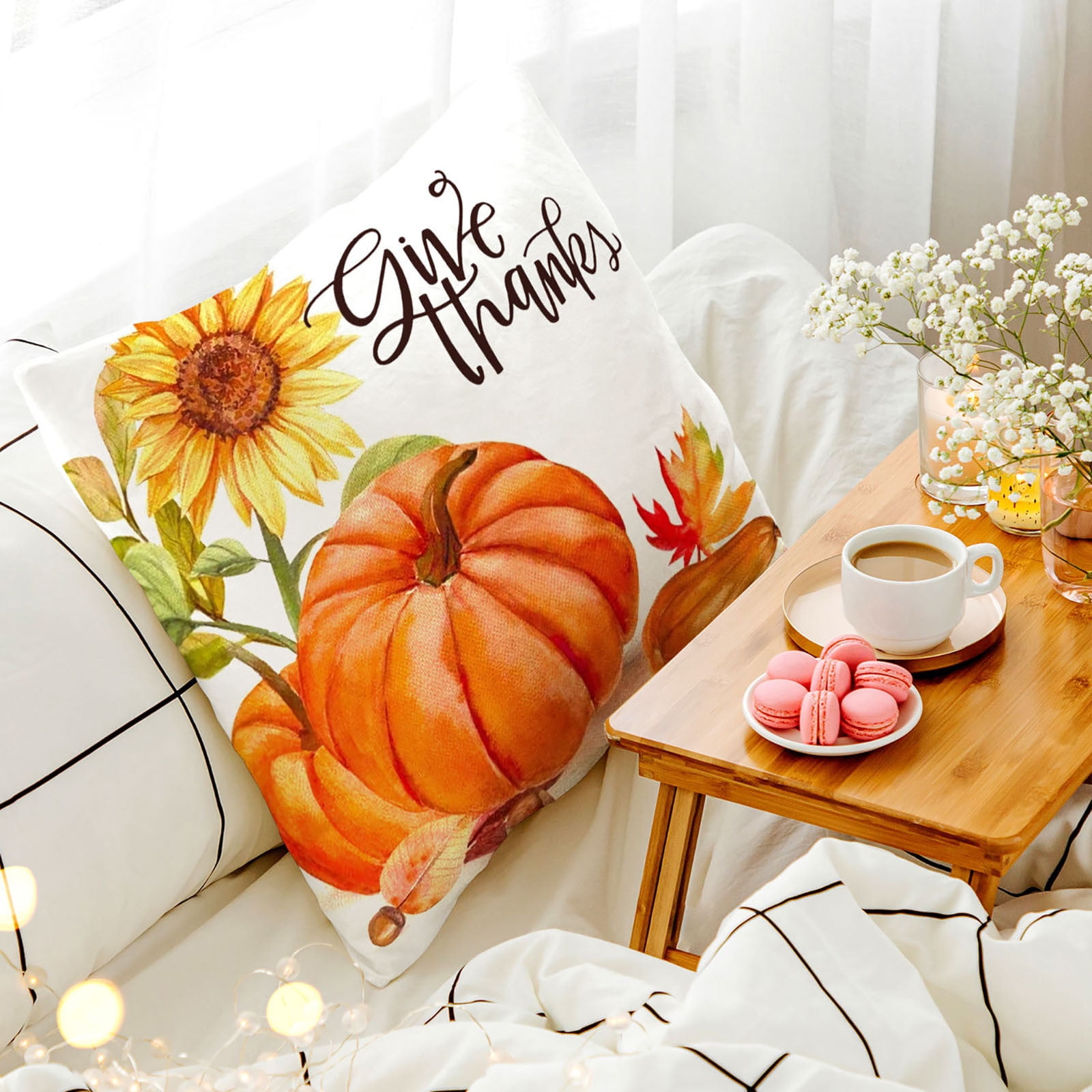 Silk Pillowcase 4PCS Pillow Pattern Sofa Car Throw Cushion Cover Home