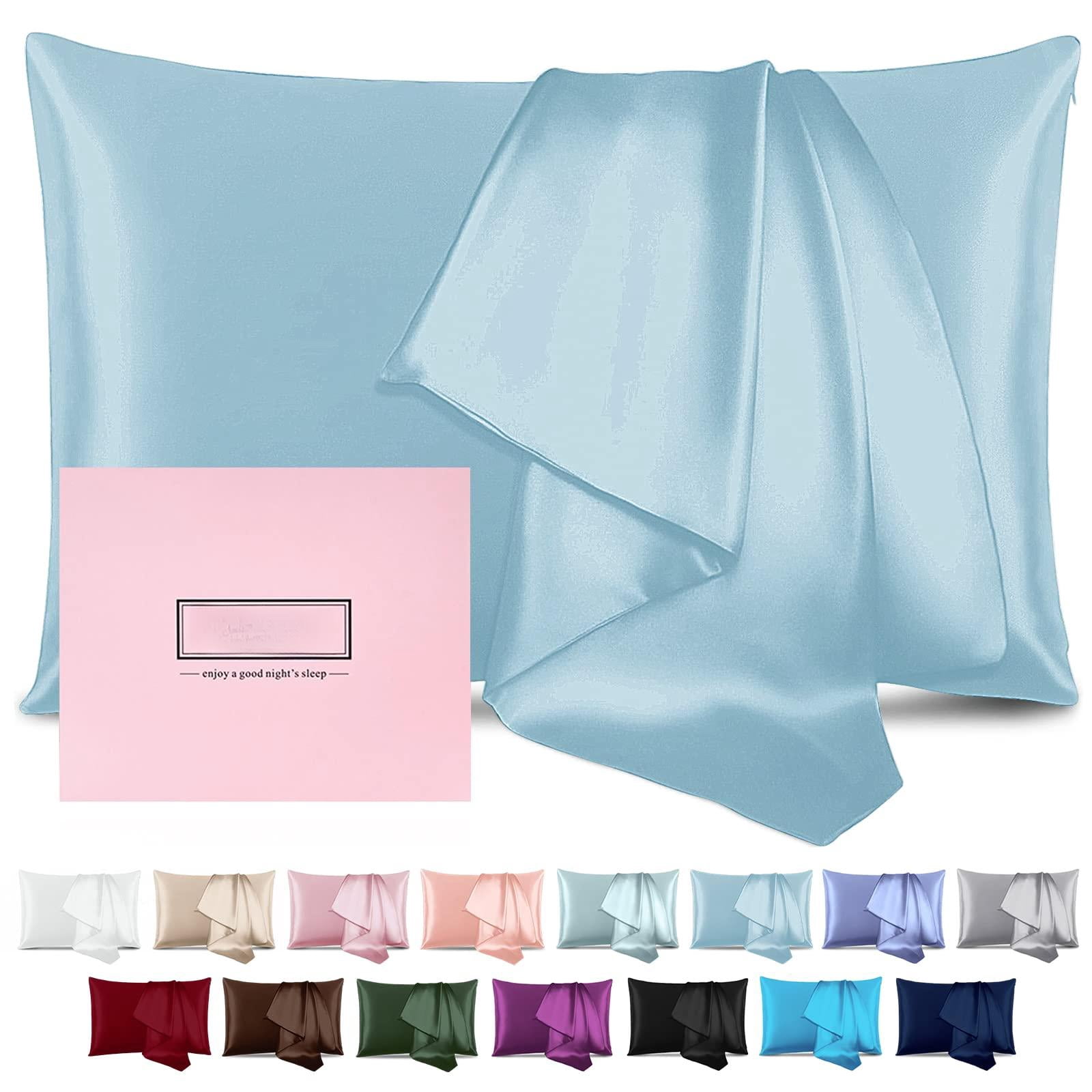 Silk Pillowcase For Hair And Skin Mulberry Soft Breathable Smooth Both Sided With Zipper Beauty Sleep Pillow Case 1 Pack Gift(standard Blue)