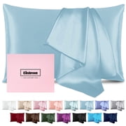 Silk Pillow Cases with Zipper, Pillow Case,Baby Blue,Standard,1pc