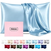 Silk Pillow Cases with Zipper, Pillow Case,Baby Blue,Standard,1pc