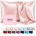 thumbnail image 1 of Silk Pillow Cases with Zipper, Pillow Case,Baby Pink,Standard,1pc, 1 of 7