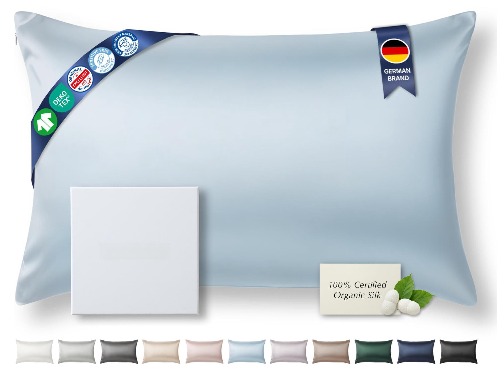 Silk Pillowcase Mulberry  22 Momme Grade 6a - Oeko-tex Certified In Luxury For Hair & Skin 1 Piece (standard Cloud Blue)