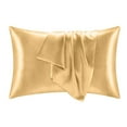 thumbnail image 1 of Silk Pillowcase Set, 2 Pack Cooling Ice Silk Faux Satin Pillow Covers , Breathable Solid Color Washable Bedding Accessories Standard Size, Camel, 1 of 8