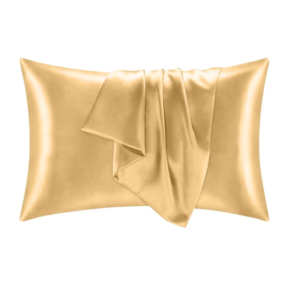 Silk Pillowcase for And Skin, 20X29 In, Silk Satin Pillowcase, Soft Sleeping Surface, Guest Bedroom Refresh, Warm Gold Hue, 2 Pack