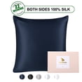 thumbnail image 1 of Silk Pillowcase for Hair and Skin, 22 Momme Silk Pillow Cases Covers with Zip Standard Navy, 1 of 7
